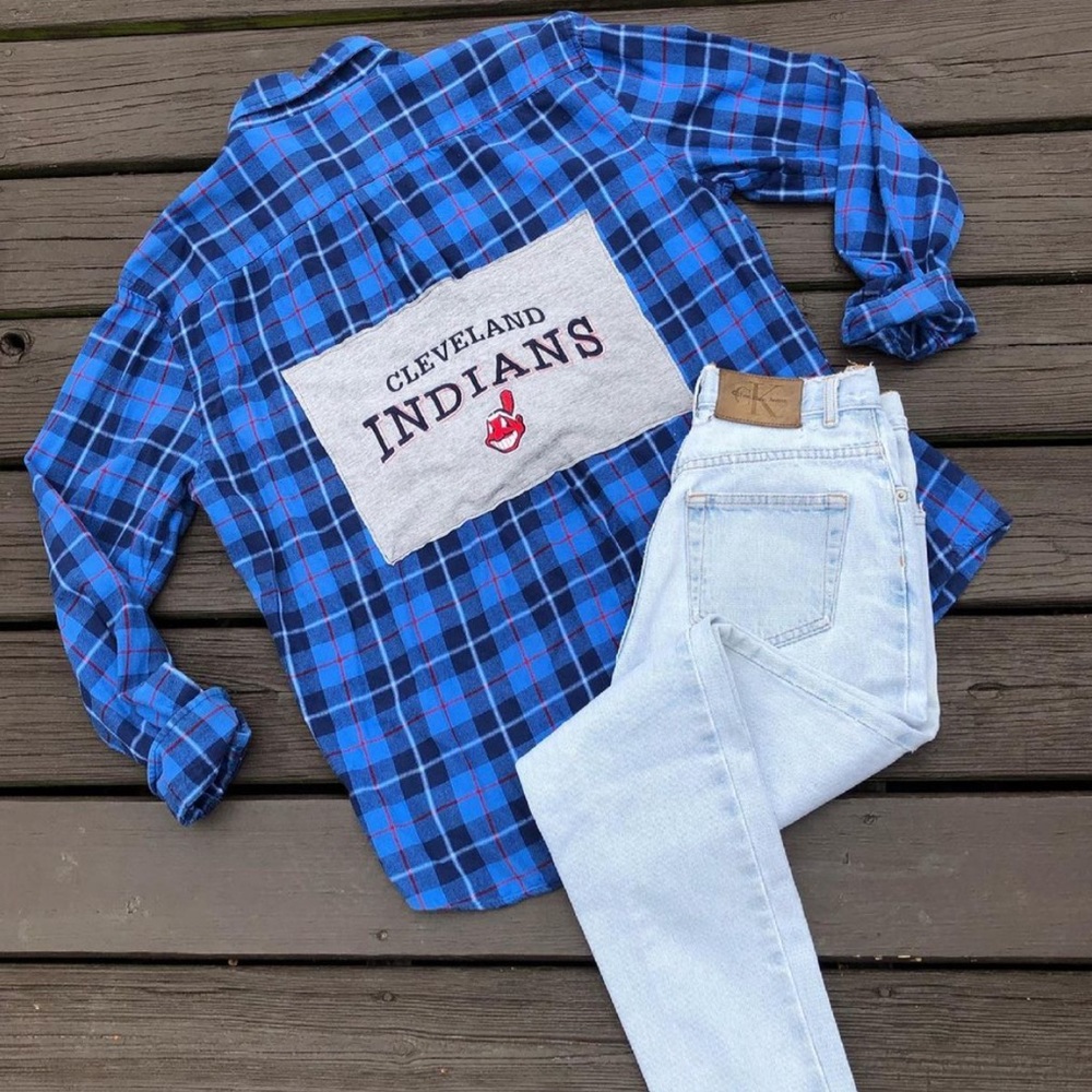Upcycled Cleveland Indians flannel